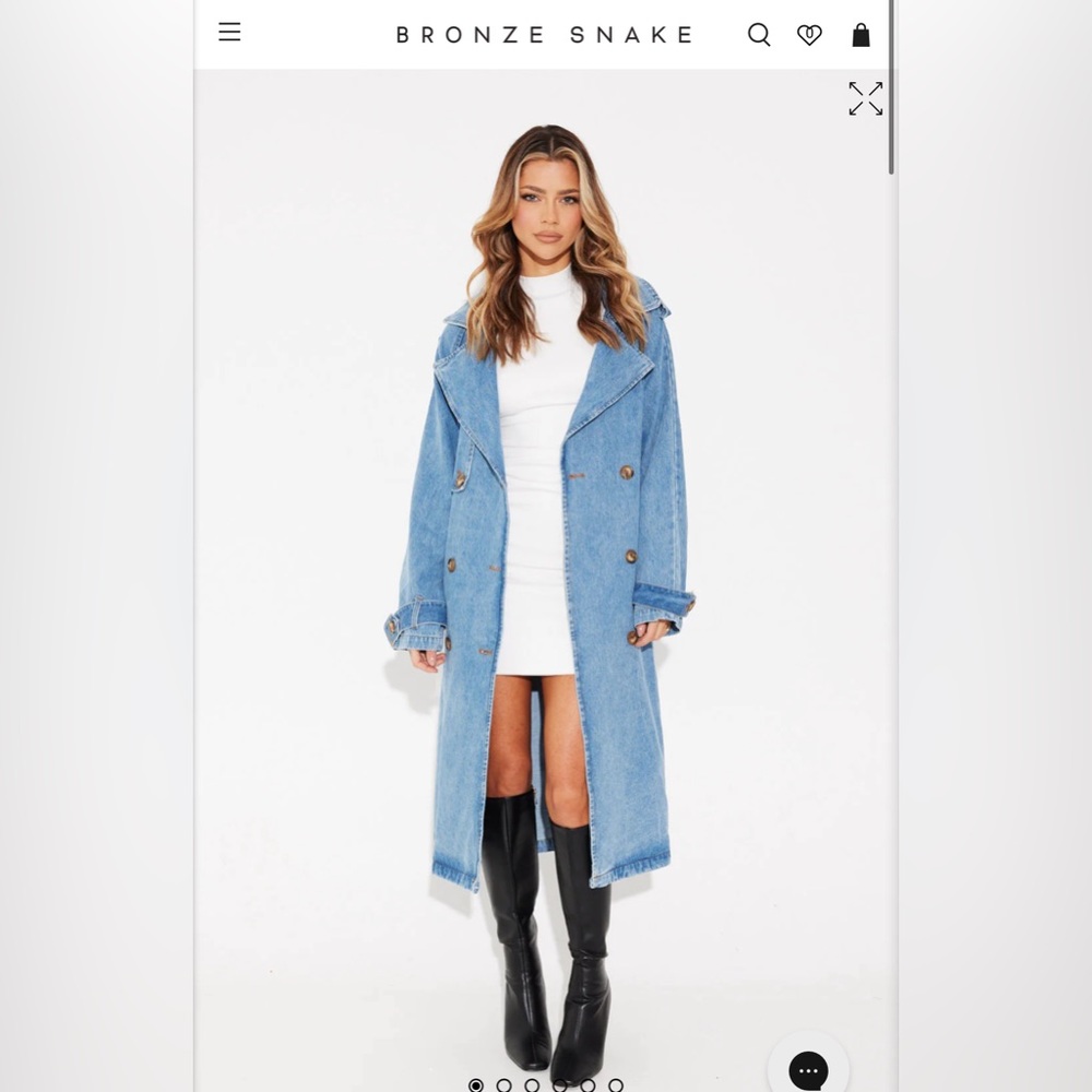 Bronze Snake Blue Denim Trench Coat
